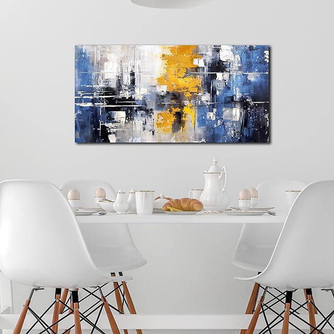 ZHAOSHOP Blue Abstract Wall Art for Office - Abstract Wall Art for Living Room - Modern Minimalist Wall Art for Bedroom Size 20" x 40"