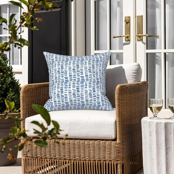 LVTXIII Outdoor Throw Pillow Covers 16 x 16 Inch, Covers ONLY Modern Cute Pattern Decorative Square Toss Pillow Case Pack of 2 for Home Patio Garden Sofa Bed Furniture, Pebble Blue