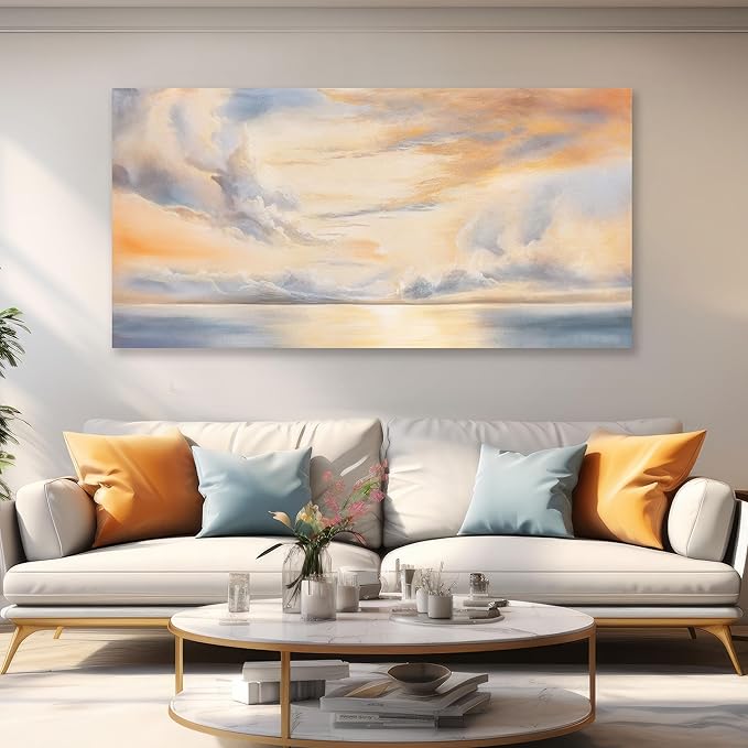 Glvzygy Abstract Wall Art Nature Scenery Wall Decor Sky Clouds Sunset Wall Art Prints Canvas Painting Wall Decor Artwork for Home Room Bathroom Living and Office Home Decor Wall 29"x58"