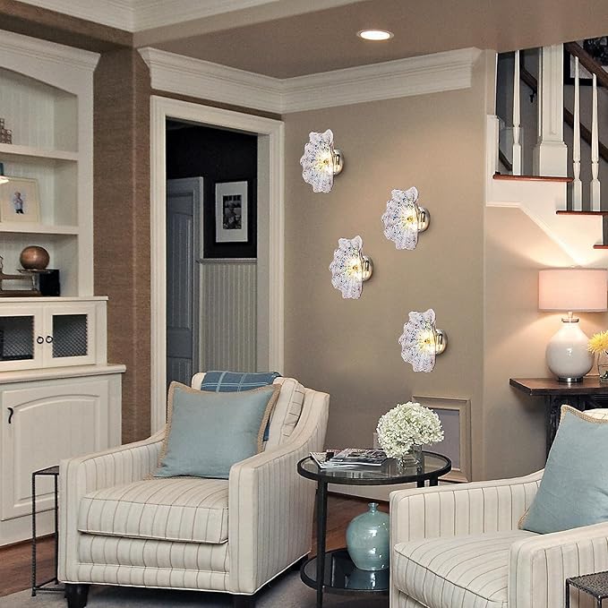 Hand Blown Glass Plate Wall Decor, Modern Unique Glass Wall Art, Lotus Leaf Wall Plate Shape Wall Sconce with Transparent and Easy to Clean for Staircase, Living Room, Kitchen, Hallway (Blue-2)