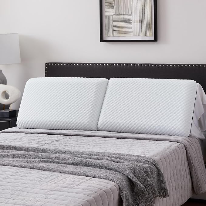 WEEKENDER Gel Memory Foam Pillow - Queen Size - 2-Pack - Medium Plush Feel - Neck & Shoulder Support - For Back, Side, & Stomach Sleepers - Home, Hotel, & Hospital Essentials