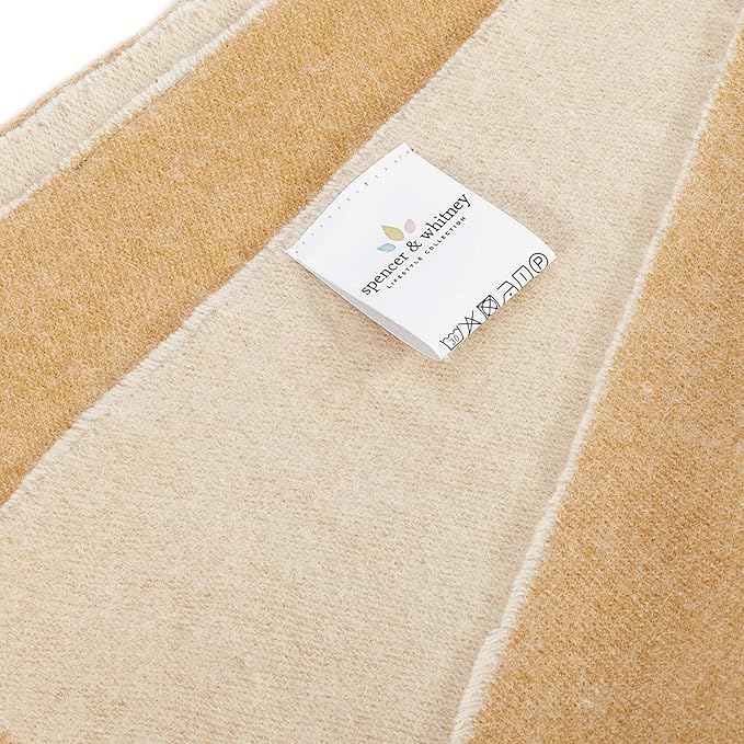 Spencer & Whitney Wool Throw Blankets - Soft, Lightweight Cashmere Wool, Yellow Throws for Twin Couch