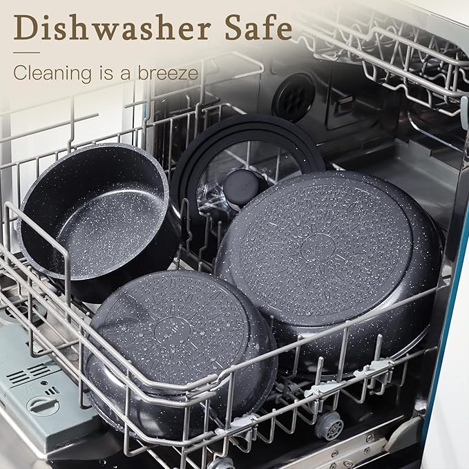 GiPP Ceramic Pots and Pans Set Non Stick, Nonstick Detachable Handle Cookware Sets, Healthy Non Toxic PFAS PFOA & PTFE Free, Dishwasher ＆Oven Safe, Induction Kitchen Pot and Pan, 21 Piece Grey