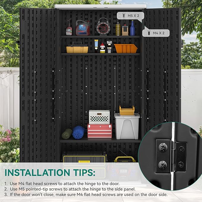 YITAHOME Outdoor Tall Storage Cabinet with 4 Shelves, Waterproof Resin Vertical Tool Shed, Lockable 30 cu. ft. Storage Shed for Patio, Garden, Yard, Dark Gray