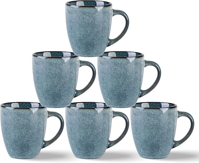 GBHOME Ceramic Coffee Mugs Set of 6, 12oz Stoneware Coffee Mugs Set For Dad Mom Women MEN, Light Weight Coffee Cups for Latte/Tea/Beer/Hot Cocoa, Dishwasher & Microwave Safe