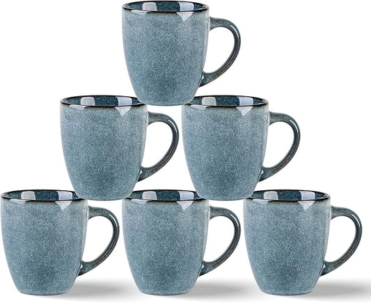 GBHOME Ceramic Coffee Mugs Set of 6, 12oz Stoneware Coffee Mugs Set For Dad Mom Women MEN, Light Weight Coffee Cups for Latte/Tea/Beer/Hot Cocoa, Dishwasher & Microwave Safe