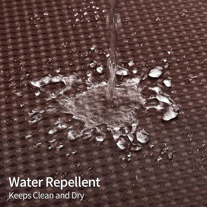 MitoVilla Brown Waffle Long Shower Curtain 72 x 80, No Hooks Needed 80 inch Long Heavyweight Fabric Shower Curtain Set with Snap-in Liner for Hotel Grade Spa-Like Bathroom Decor