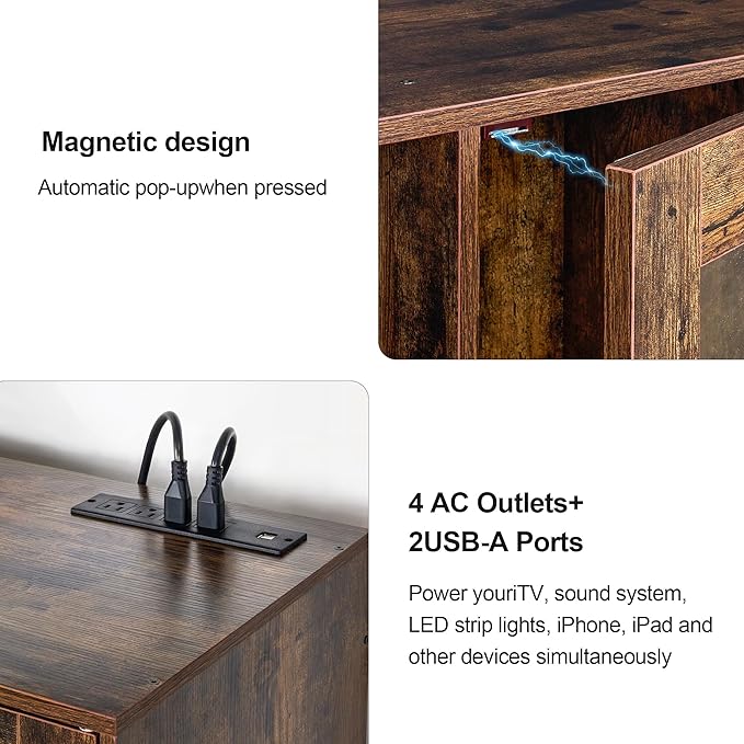 VECELO LED TV Stand for Televisions up to 70 Inchs Modern Entertainment Center with Storage, Media Console with 23 Flashing Options and 4 Customizable Modes for Living Room, Bedroom