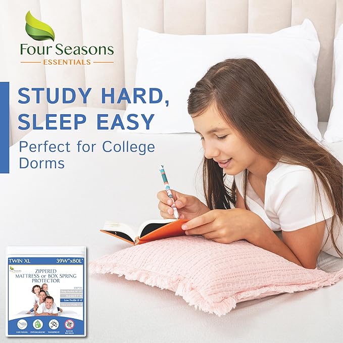 Twin Extra Long (Twin XL) Mattress Protector (8"-11" Depth) - Zippered Waterproof Cover - Fits College Dorm Twin XL Mattress - Hypoallergenic Premium Quality Encasement