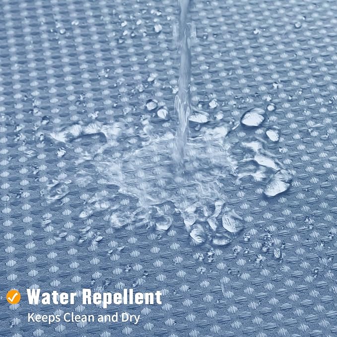 MitoVilla Blue Waffle Small Stall Shower Curtain 36 x 74, No Hooks Required Half Size Narrow Fabric Cloth Shower Curtain Set with Snap-in Liner for Modern Bathroom Decor, Moonlight Blue