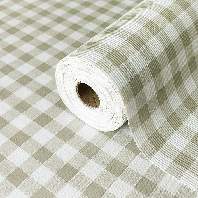 Drawer Liner and Shelf Liner for Kitchen Cabinet Liner Non-Adhesive Non-Slip Shelf Paper, Thick Strong Grip Waterproof Easy to Clean for Shelves, Cupboard, Desks, Green Plaid Pattern, 23.6 in x 30 FT