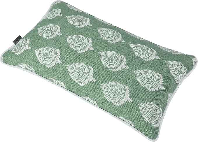 FUNHOME Set of 2 Patio Lumbar Pillows with Insert, 12”x20” Water-Repellent Outdoor Lumbar Pillow, Decorative Garden All Weather Lumbar Cushions for Home Patio Coach Sofa Use-Fair Green