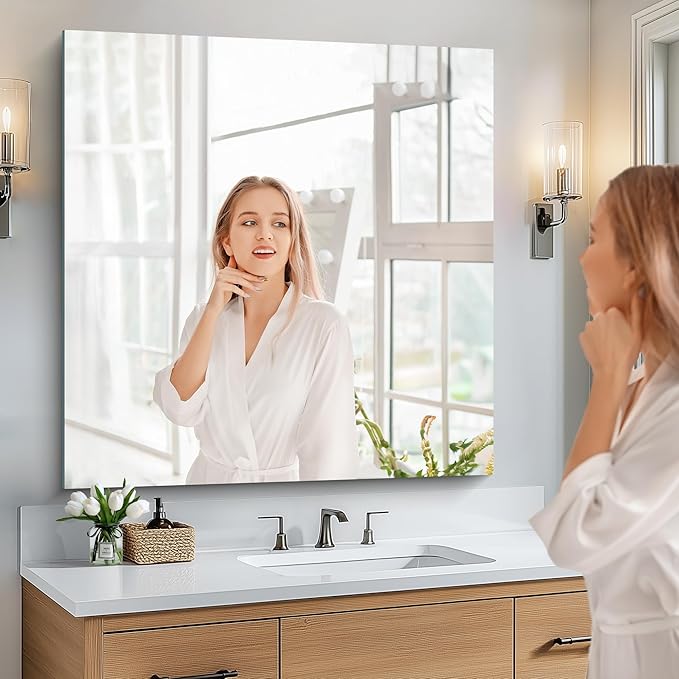KOCUUY Large Frameless Mirror,36x40 Inch Rectangle Bathroom Vanity Mirror for Over Sink, Upgraded Shatterproof Unframed Design for Bedroom, Living Room, Entryway