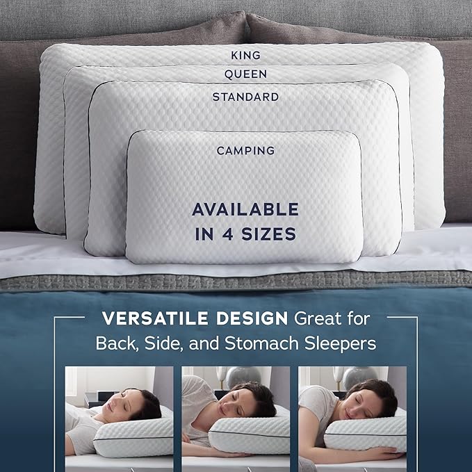 WEEKENDER Gel Memory Foam Pillow - Queen Size - 2-Pack - Medium Plush Feel - Neck & Shoulder Support - For Back, Side, & Stomach Sleepers - Home, Hotel, & Hospital Essentials