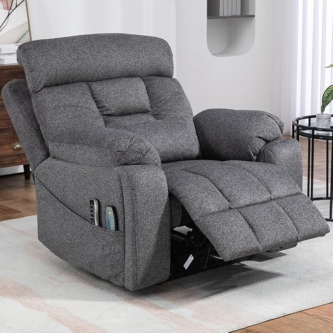 Lazy Boy Recliner Chair, 4 Motor Recliner with Power Headrest and Lumbar, Nursing Lift Chair with Vibrating Massage and Heated Seat