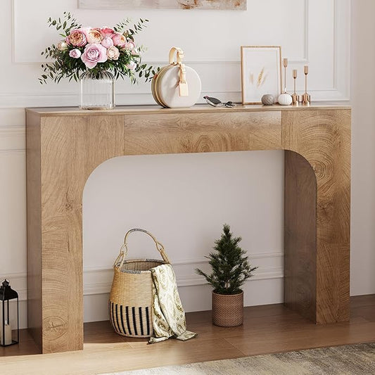 GarveeHome 47 Inch Farmhouse Console Table, Narrow Wood Entryway Table Behind Couch, Slim Rustic Hallway Furniture for Living Rooms, Foyers & Apartments, Deep Oak