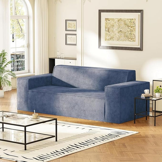 Sofa-in-a-Box, Memory Foam 2 Seater Sofa Couch, No Installation & Easy to Move, Modern Living Room Sofa Couch with Corduroy Fabric,Small Love Seat Sofa for Bedroom Apartment Home Office,Grey