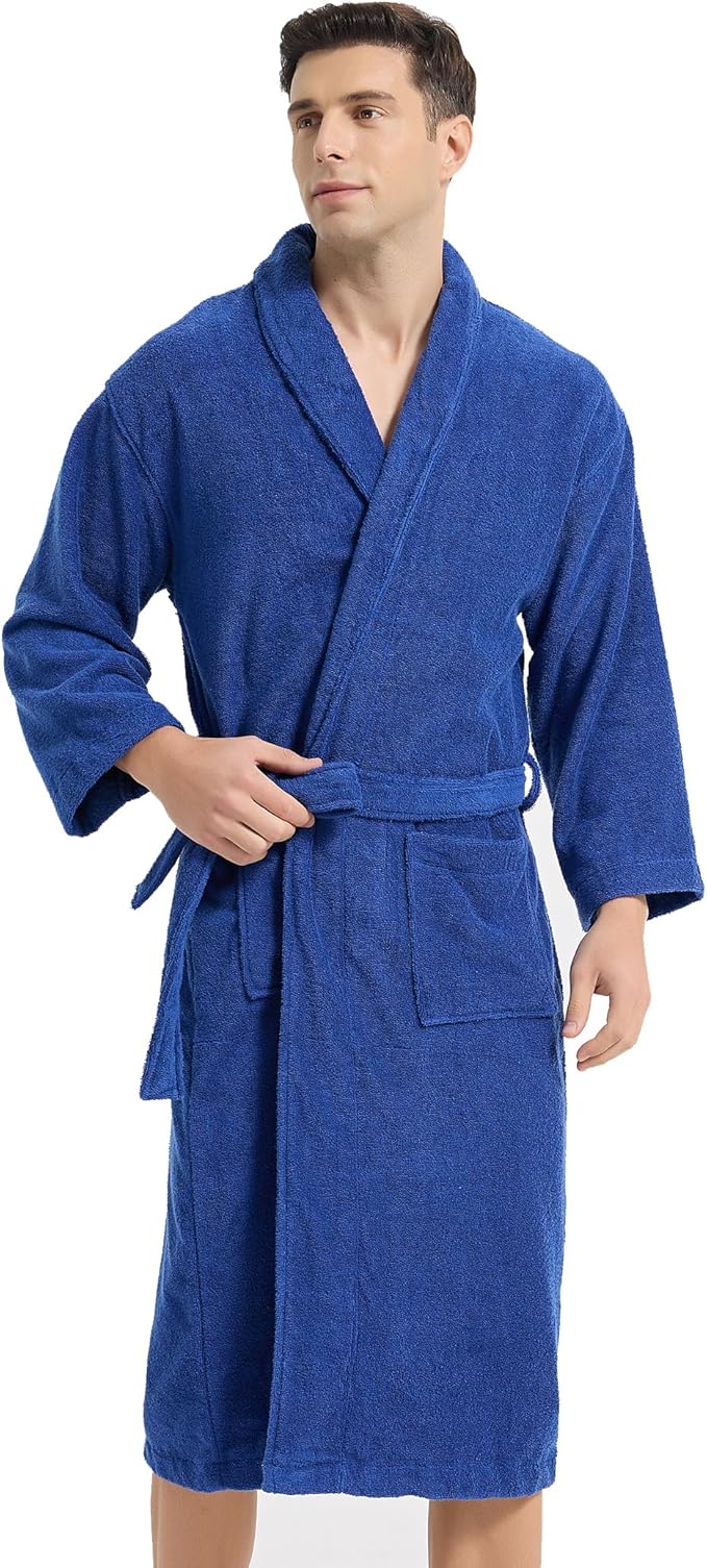 Classic Towels Bathrobe for men,Luxury Hotel Bathrobe,Cotton Terry Cloth Robe,Long Unisex Thick Plush Robe