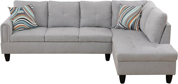 NicBex Sectional Couch 2 Pieces 66.5" L Sofa with Right Chaise Flannel L Shaped Cloud Couch for Living Room Furniture Sets with Cushion, Modular Sofa for Living Room & Small Apartment, Silver Gray