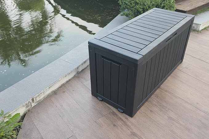 BTEXPERT 70 Gallon Outdoor Storage Container Deck Box for Patio Furniture Garden Tools Cushions Sports Equipment Waterproof Lockable Stainless Steel insert UV Resistant