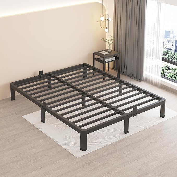MAF 7 Inch King Metal Platform Bed Frame with Round Corner Legs, 3000 LBS Heavy Duty Steel Slats Support, Noise Free, No Box Spring Needed, Easy Assembly