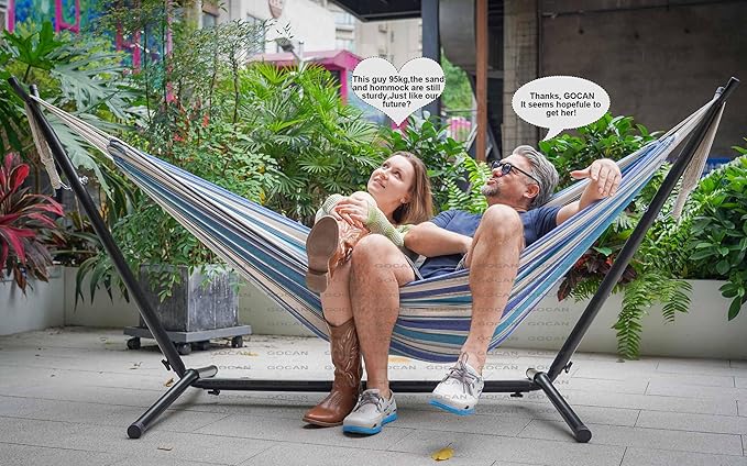 Double Hammock 2 Person Extra Large 330X150cm Load Capacity 600Pound Canvas Cotton Hammock for Patio Porch Garden Backyard Lounging Outdoor and Indoor XXL