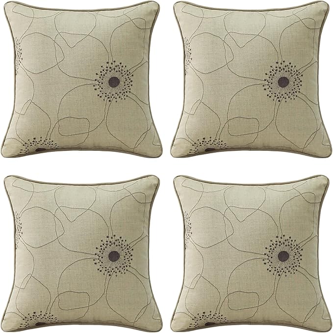Outdoor Sunbrella Decorative Pillows Pack of 4, 16" x 16" Outdoor Pillow Set for Couch Bed Throw Patio Sofa, Allure Dusk