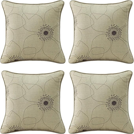 Outdoor Sunbrella Decorative Pillows Pack of 4, 16" x 16" Outdoor Pillow Set for Couch Bed Throw Patio Sofa, Allure Dusk