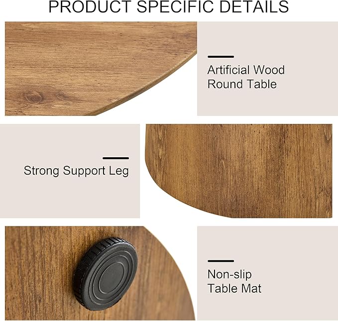 45 Inch Round Dining Table Set for 6, 7 Piece Kitchen Table and Chairs Set, Wooden Table with Light Walnut Finish, Small Space Dining Set for Apartment or Dining Room