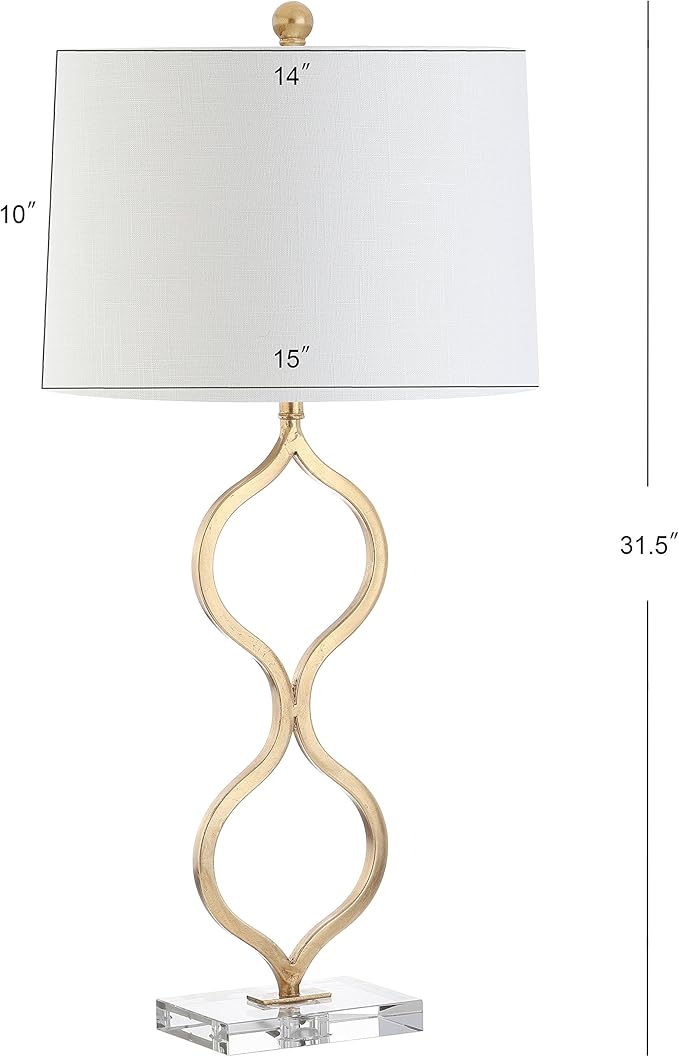 JONATHAN Y JYL3028A Levi 31.5" Metal/Crystal LED Table Lamp Contemporary Transitional Bedside Desk Nightstand Lamp for Bedroom Living Room Office College Bookcase LED Bulb Included, Gold Leaf
