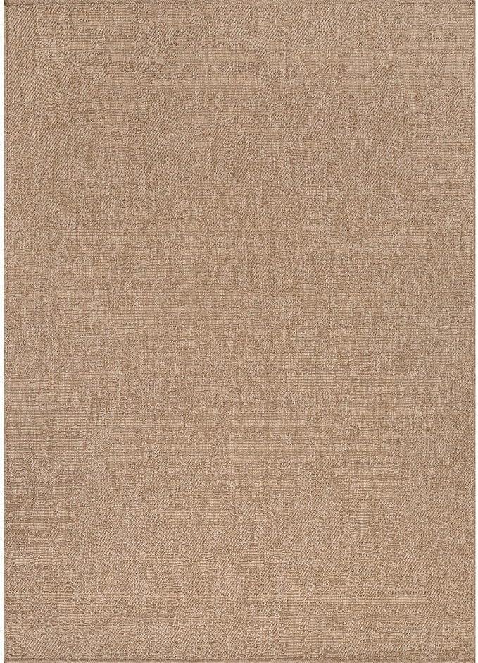 CAMILSON Easy Jute Rug 6x9, Indoor Outdoor Natural Color Fiber Area Rugs for Living Room Patio and Kitchen Rug, Solid Boho Woven Design, Easy-Cleaning, Washable Outside Carpet Alfombras (6 x 9)