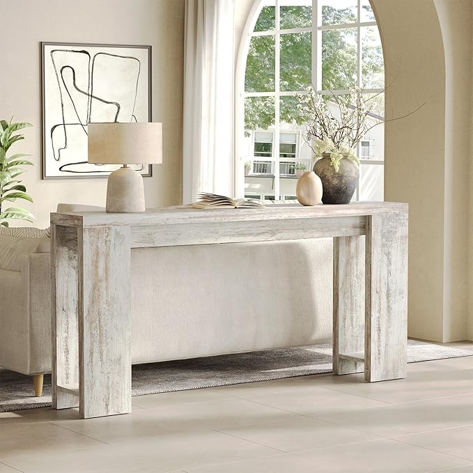 LITTLE TREE 70.9-Inch Entryway Table, Long Narrow Farmhouse Sofa Console Table for Living Room, Hallway