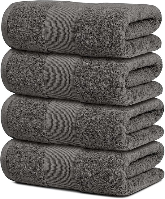 White Classic Resort Collection Soft Bath Towels | 28x55 Luxury Hotel Plush & Absorbent Cotton Bath Towel Large