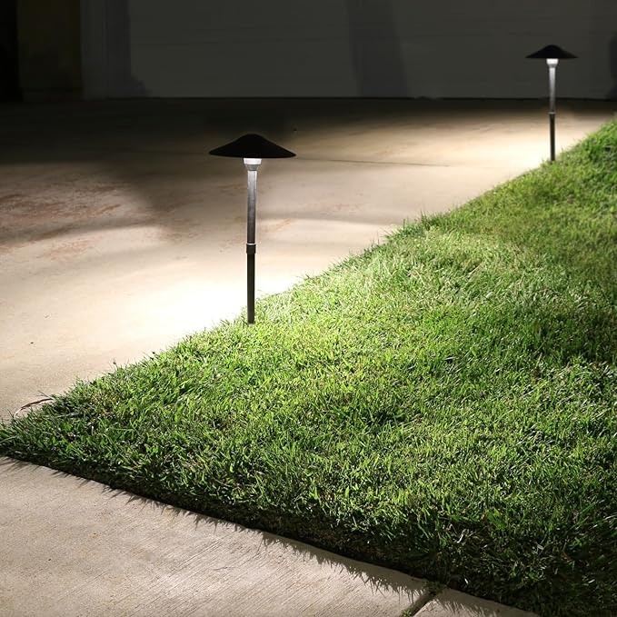 Lumina Lighting® 3W Landscape Lighting 12V Landscape Lights Low Voltage Landscape Path Lights Warm White Waterproof Outdoor Replaceable G4 LED Bulb for Garden Pathway Lawn Yard (Black, 8-Pack)