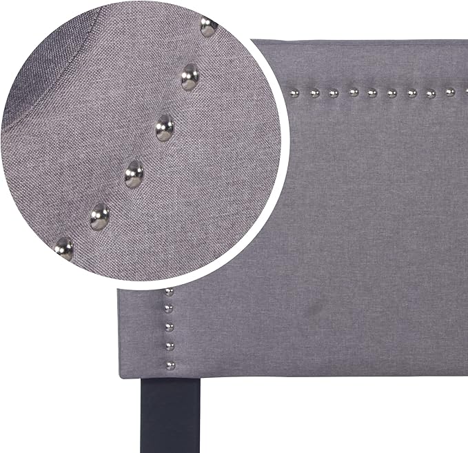 Bed Frame Upholstered Platform with Tufted Head Board Mattress Foundation with Wooden Slats Full/Queen Size for Bedroom School Students Kids Adults Storage Under 500lbs(Grey Fabric, Full)