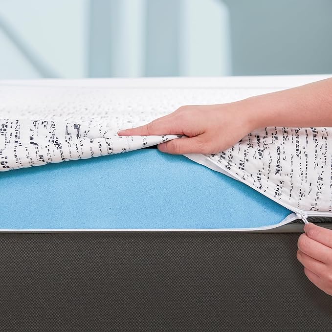 Subrtex Cooling Mattress Topper Cover Full Size 3 Inch (Only Cover) Mattress Topper Protector Bedding Removable Encasement with Zipper Closure