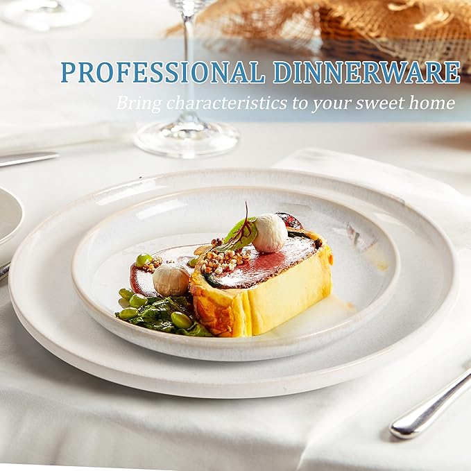 Plates and Bowls Sets, Ceramic Dinnerware Sets, 12 Pieces Modern Stoneware Dinnerware Set for 4, Reactive Glaze Dinnerware Set for Home Kitchen, Scratch Resistant, Microwave and Dishwasher