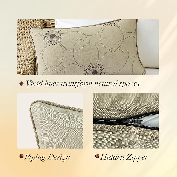 Outdoor Sunbrella Decorative Pillows Pack of 4, 20" x 12" Outdoor Pillow Set for Couch Bed Throw Patio Sofa, Allure Dusk