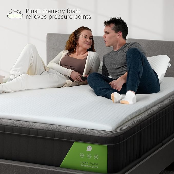 Ghostbed Firm Foam with Cover Mattress Topper, King 1.5 Inch Polyurethane Foam Firm Mattress Topper King for Back Pain, Durable and Easy to Install & Remove, Made in USA | CertiPUR-US Certified