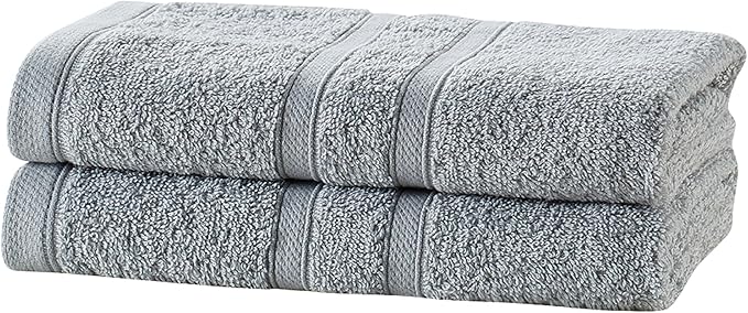 CLOROX Bleach Friendly Towels, Quick Dry, 100% Cotton Hand Towels (16" x 26"), Highly Absorbent Soft Lightweight, Ideal for Everyday Use, Easy to Wash (2 Pack, Light Grey)