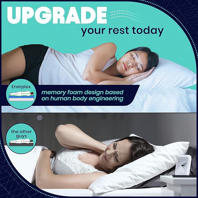 EnerPlex Memory Foam Pillows - Pack of 1 Adjustable, CertiPUR-US Certified King Size Pillows for Sleeping w/Extra Foam & Removable Viscose of Bamboo Cover - Machine Washable Firm Pillow