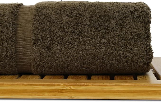 Luxury Hotel & Spa Collection Highly Absorbent, Quick Dry 100% Turkish Cotton 700 GSM, Eco Friendly Towel, for Bathroom Dobby Border Soft Bath Towel Set 27 X 54 -Cocoa, Bath Towels - Set of 4