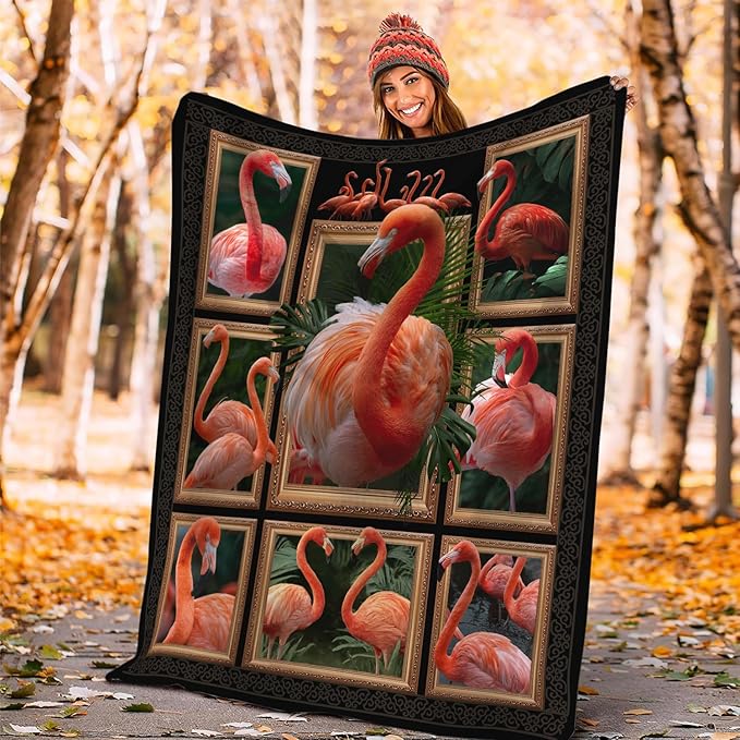 Yibuda Flamingo Blanket Bird Tropical Flannel Plush Throw Blanket Cozy Animal Decor Fleece Stuff Blanket Gifts for Lover Girls Boys Kids Adults Women Bed Travel 50"x60"