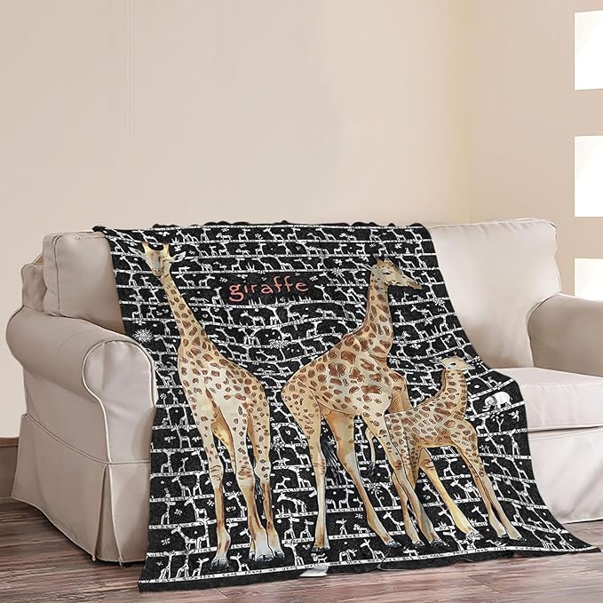 Giraffe Throw Blanket - Cozy Fleece Flannel Blanket, Soft Warm Plush, Lightweight, for Women, Men, Boys, Girls, Adults, Kids, Couch, Sofa, Bed, 50"X60"