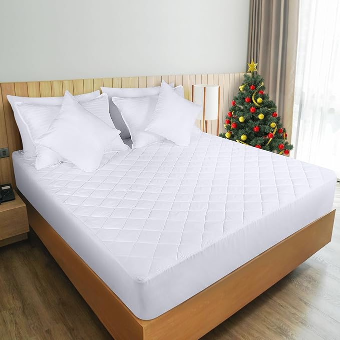 Utopia Bedding 2 Pack Quilted Fitted Mattress Pad, Twin Size, Elastic Fitted Mattress Topper Protector and Cover Stretches up to 16 Inches Deep, Machine Washable (White)