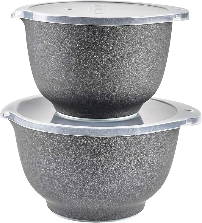 Precision Craft Mixing Bowl Set 2 Pcs Elevate Your Culinary Experience Stylish Nesting Bowls for Effortless Cooking and Baking- (Pebble Black)