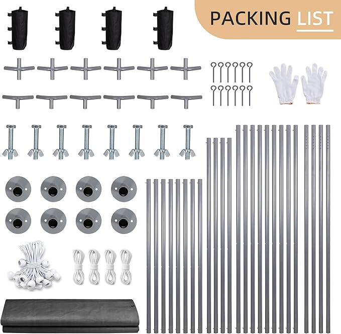 JY QAQA Carport, 10x20 FT Heavy Duty Carport Reinforced Steel Poles with Removable Sidewalls & Doors,Roll-up Windows Car Canopy with Sandbags and All-Season Tarp for Car Boat Truck Motorcycle