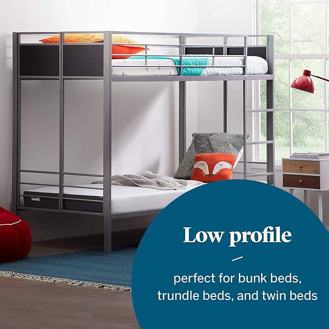 Lucid 5 Inch Gel Memory Foam Mattress - Firm Feel - Gel Infusion - Memory Foam Infused with Bamboo Charcoal - Breathable Cover - Twin XL