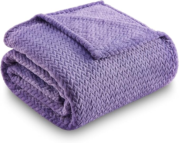 NEWCOSPLAY Super Soft Twin Blanket Lavender Premium Silky Flannel Fleece Leaves Pattern Lightweight Bed Blanket All Season Use (Lavender, Twin(60"x80"))