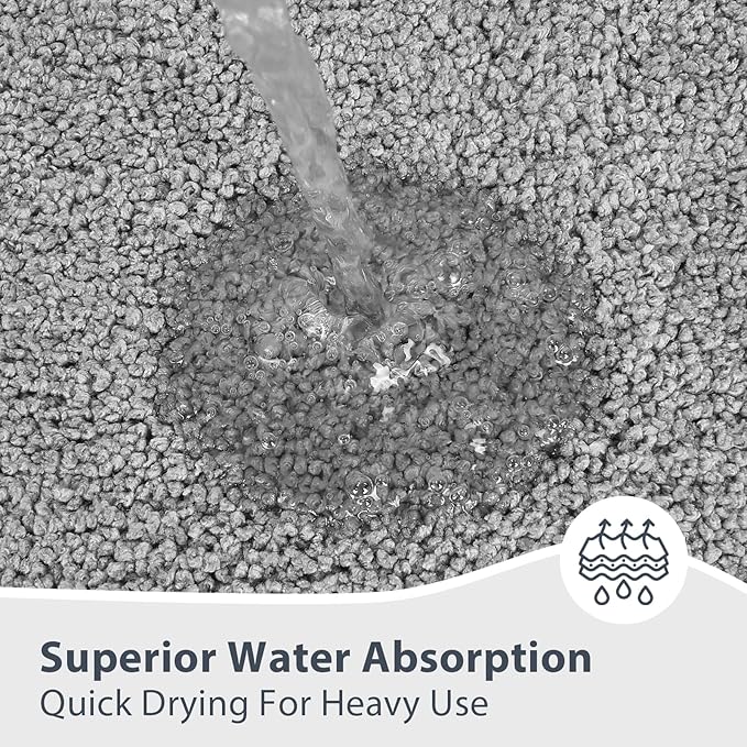 Bathroom Rugs 30" x 60", Non-Slip Extra Soft Absorbent Bath Rugs, Machine Washable Quick Dry Bath Mats for Bathroom Floor, Shower, Bathtub and Sink, Grey & Dark Grey